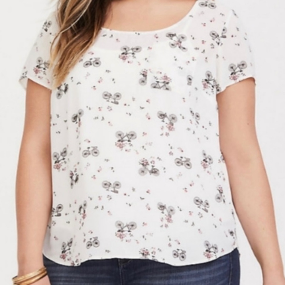 Torrid Abbey Georgette Bicycle  Blouse Shirt Torrid 0O